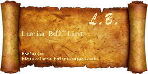 Luria Bálint névjegykártya